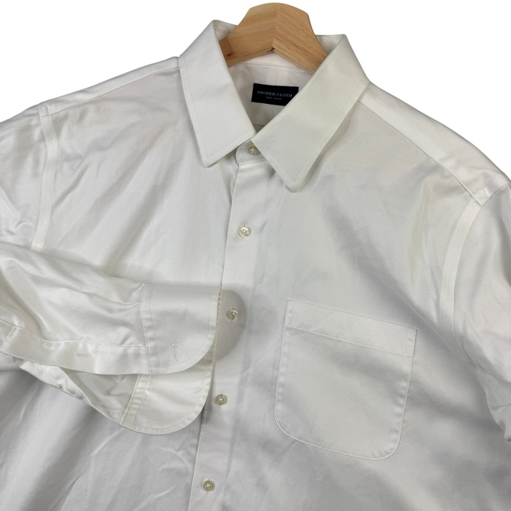 Proper Cloth Mens M White Heavy Twill Long Sleeve Button Down Shirt Monogram JRR